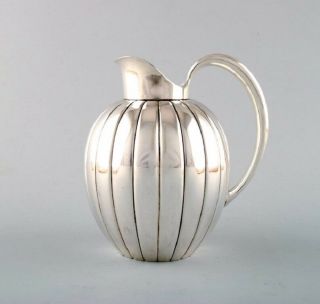 Georg Jensen Art Deco Sterling Silver Jug In Fluted Style,  Model Number 856.