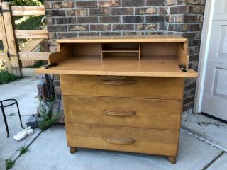 Heywood Wakefield 4 Drawer Chest Drop Front Wheat Mid Century Modern