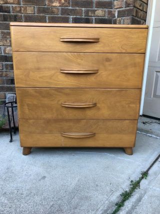 HEYWOOD WAKEFIELD 4 DRAWER CHEST DROP FRONT WHEAT MID CENTURY MODERN 2