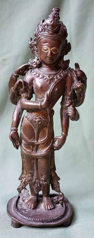 Interesting 17th Or 18th Century Gold Gilt Copper Statue,  Indian