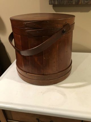 Antique - Primitive Large Wooden Staved Firkin Bucket - Aafa