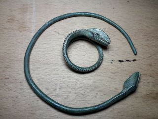 MUSEUM QUALITY CELTIC BRONZE AGE TORC NECKLACE 2500 - 1500 BC Set with ring 2