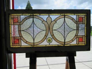 Antique American Stained Glass Window 48 X 24 Architectural Salvage