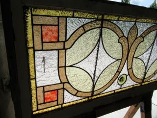 ANTIQUE AMERICAN STAINED GLASS WINDOW 48 X 24 ARCHITECTURAL SALVAGE 3