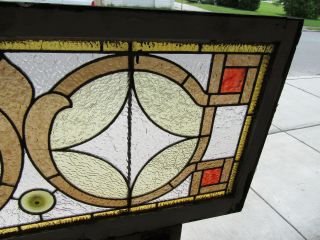 ANTIQUE AMERICAN STAINED GLASS WINDOW 48 X 24 ARCHITECTURAL SALVAGE 5