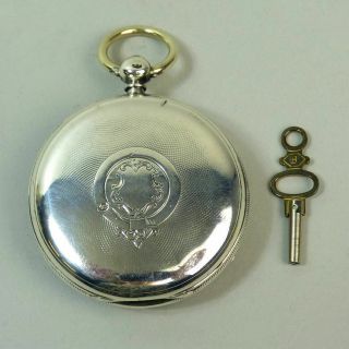 ANTIQUE SILVER FUSEE MOVEMENT POCKET WATCH LONDON 1876 - G.  W.  O. 2