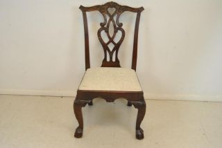 Stanley Mahogany Chippendale Chair Ball And Claw Feet Upholstered 2
