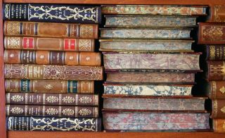 84 ANTIQUE DECORATIVE LEATHER BOOKS - GILDED LEATHER SPINES - 10