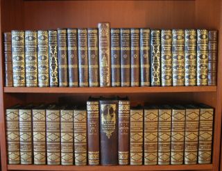 84 ANTIQUE DECORATIVE LEATHER BOOKS - GILDED LEATHER SPINES - 4