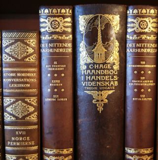 84 ANTIQUE DECORATIVE LEATHER BOOKS - GILDED LEATHER SPINES - 6