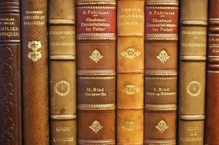 84 ANTIQUE DECORATIVE LEATHER BOOKS - GILDED LEATHER SPINES - 7