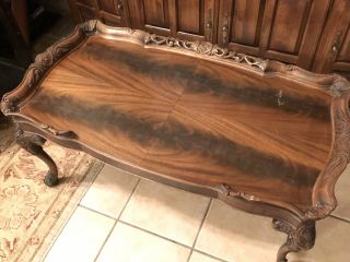 Antique French Carved Small Coffee Table Serving Tray Old Wood Furniture Art 1 2