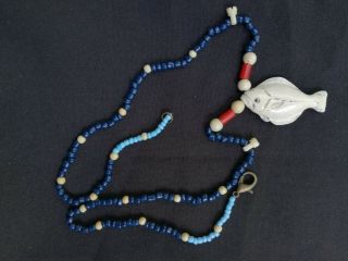 Old Eskimo Yupik Inuit Bering Strait Uelen Workshop bead necklace Halibut 2