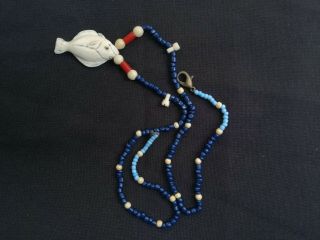 Old Eskimo Yupik Inuit Bering Strait Uelen Workshop bead necklace Halibut 5