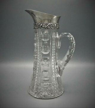 Tiffany & Co Crystal And Sterling Silver Water Pitcher / Carafe,  Circa 1900