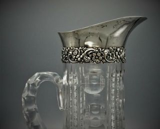 TIFFANY & CO CRYSTAL AND STERLING SILVER WATER PITCHER / CARAFE,  CIRCA 1900 2