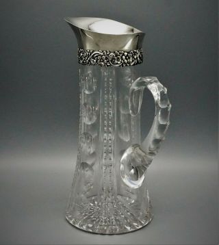 TIFFANY & CO CRYSTAL AND STERLING SILVER WATER PITCHER / CARAFE,  CIRCA 1900 4