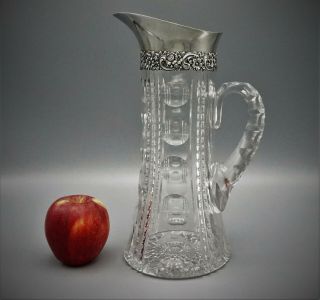 TIFFANY & CO CRYSTAL AND STERLING SILVER WATER PITCHER / CARAFE,  CIRCA 1900 5