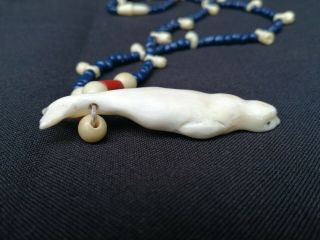 Old Eskimo Yupik Inuit Bering Strait Uelen Workshop bead necklace Beluga Whale 6