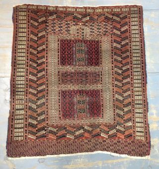 Old Antique Handmade Turkomen Tekke Ensi 4.  5x3.  11 Ft Shabby Chic