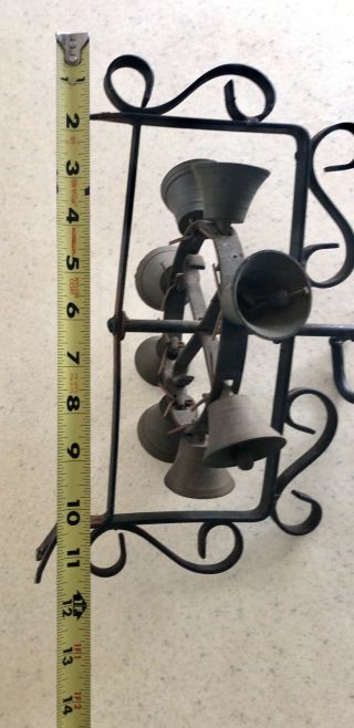 Antique Brass Rotating Door Bell Hand Crank 8 Bells Door Chime Wall Mount 4