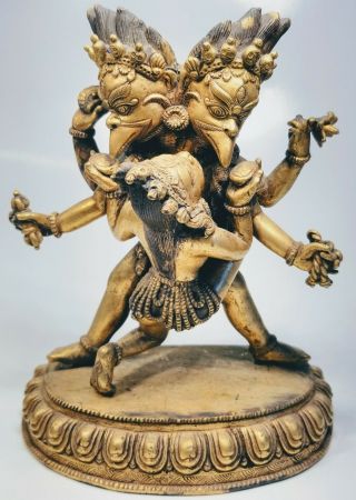 Antique 19th Century Oriental Buddhist Hindu Deity Figures Bronze Statue