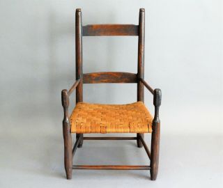 Americana Folk Art Ladderback Child ' s Chair,  Early Paint 5