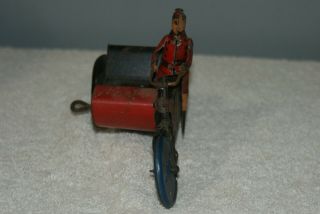 TIN LITHO MARX WIND UP INDIAN MOTORCYCLE AND SIDE CAR,  VERY OLD 1920 ' s ? 4