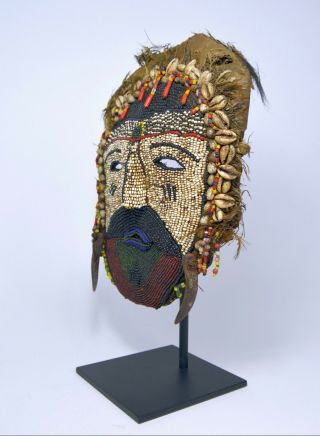 Exceedingly Rare Tabwa Beaded Possession Cult Mask,  African Art 11