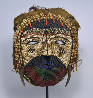 Exceedingly Rare Tabwa Beaded Possession Cult Mask,  African Art 3