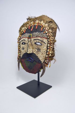 Exceedingly Rare Tabwa Beaded Possession Cult Mask,  African Art 4
