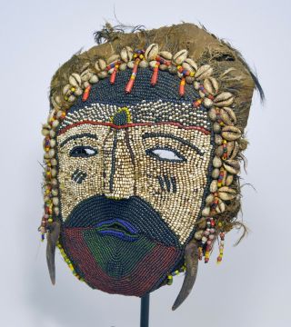 Exceedingly Rare Tabwa Beaded Possession Cult Mask,  African Art 5