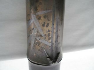 ARTISTIC Fine MUSEUM QUALITY Japanese BRONZE Bamboo VASE Inlaid SILVER has SPOTS 6