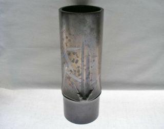 ARTISTIC Fine MUSEUM QUALITY Japanese BRONZE Bamboo VASE Inlaid SILVER has SPOTS 9