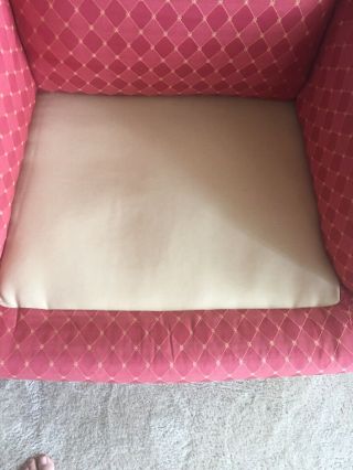 Newly Reupholstered Pair (2) of Wingback Chairs Rose & Gold Diamond Fabric 5