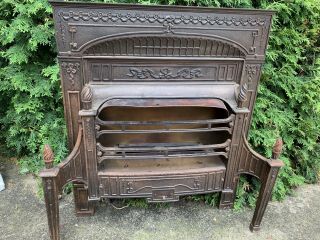 Victorian Cast Iron Fireplace Gas Grate Insert Antique Architecture Garden