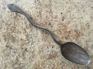 Antique Native American Navajo Stamped - Turtle - Silver Snake Spoon