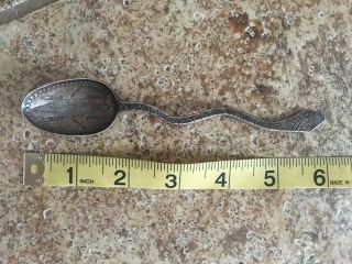 Antique Native American NAVAJO Stamped - Turtle - Silver Snake Spoon 4