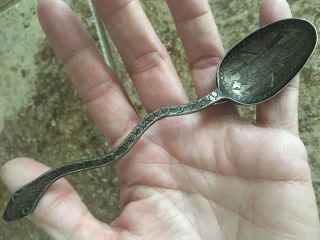 Antique Native American NAVAJO Stamped - Turtle - Silver Snake Spoon 5