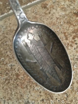 Antique Native American NAVAJO Stamped - Turtle - Silver Snake Spoon 6