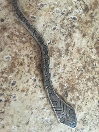 Antique Native American NAVAJO Stamped - Turtle - Silver Snake Spoon 7