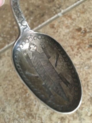 Antique Native American NAVAJO Stamped - Turtle - Silver Snake Spoon 8