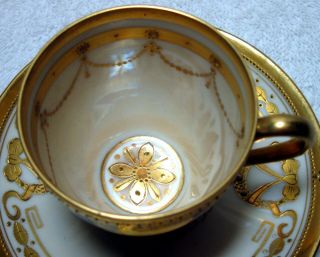 Ambrosius Lamm Dresden Antique Gold Hand Painted Courting Couple Cup & Saucer 5