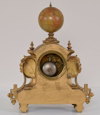Eugene Farcot Rotating Terrestrial Globe Clock Paris 1870 Emile Bertaux Gilt 10