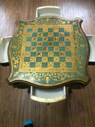 Vintage Italian games table Florentine style 20thc chess checkers cards bridge 4