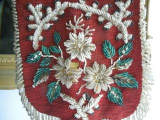Rare Small Antique Beadwork Needlework Table Top Face/Fire Screen on Stand 9