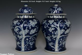 Fine Chinese Pair Blue And White Porcelain Wintersweet Pots