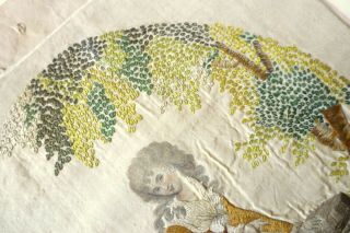 ANTIQUE GEORGIAN EMBROIDERED SILK PICTURE LADY IN GARDEN UNFRAMED LATE 18TH C 8
