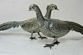 Very Fine Solid Silver Pheasants - Detail - Very Rare - L@@k