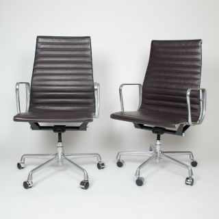 Eames Herman Miller Leather High Executive Aluminum Group Desk Chairs (10 Avail)